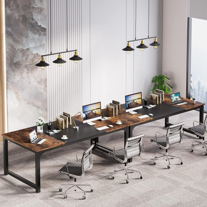70.8 Inch X-Large Executive Computer Office Desk, Brown+Black