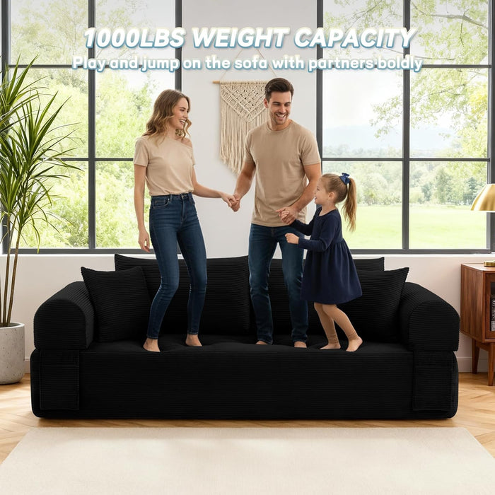 Three Seater Sofa Black Memory Foam SeamlessIntegration