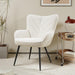 Beige Sherpa Upholstered Accent Chair Curved Backrest