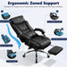 Ergonomic Office Chair Executive PU Leather High Back, 400Lbs Heavy Duty Reclining Desk Chair with Footrest, Adjustable Lumbar Support, Padded Armrests, Wide Seat, Black