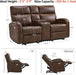 65.7" Zero Wall Recliner Loveseat with Console, 2-Seat Power Wall Hugger Sofa with Cup Holders, USB & Type-C Dual Charge Ports, for Living Room, RV PR646M2 (Dark Brown, Loveseat with Console)