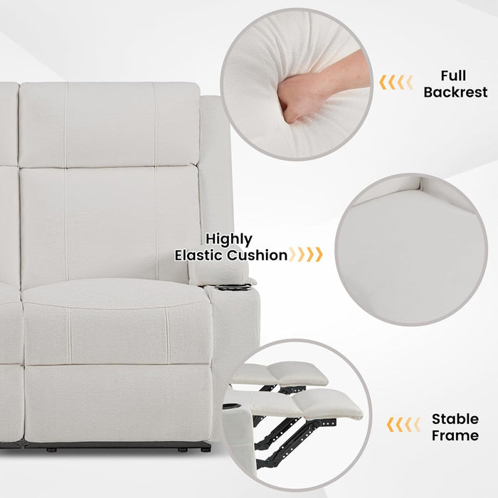 Reclining Sofa Couch,Loveseat 3 Seater Recliner Sofa with Drop down Table/ 4 Cup Holder/Hidden Storage, Wall Hugger Recliner Sofa for Living Room & Home Theater & Rv(Beige)
