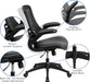 Kelista Mid-Back Swivel Office Chair with Adjustable Seat Height, Ergonomic Mesh Desk Chair with Leathersoft Seat, Black