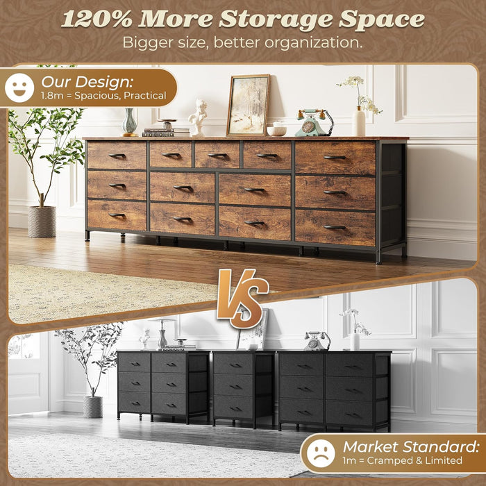 70 Inch Dresser TV EntertainmentCenter With StorageDrawers