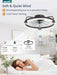 20 Inch Black RemoteControlledLEDLight Ceiling Fan