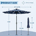 9FT Solar Patio Umbrella with 32 LED Lights - Outdoor Table Umbrella with Crank Lift, Push Button Tilt and 8 Sturdy Ribs - Market Umbrella UV Protection for Pool, Deck, Yard, Garden -Navy Blue