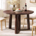 47" round Dining Room Table for 4-6 with Wooden Pedestal, Dark Walnut | Dinner Tables, Triangular Structure Wooden Pedestal Stable Base, Curved Table Edge, Circle Kitchen Tables for Dining Room