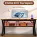Computer Desk, 47 X 20 Inch Computer Desk, Office Desk W/Storage, Large Legroom, Sturdy Metal Frame, Home Office Desks for Gaming Study Writing Work, Waterproof, Scratch-Resistant, Rustic Brown