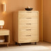 Natural 49-Inch Tall Wooden 5-Drawer Dresser Storage
