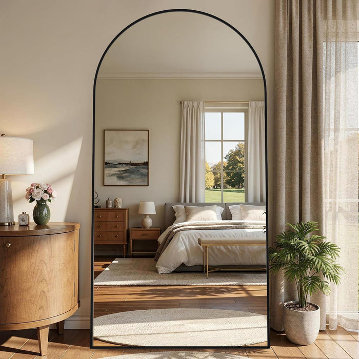 81"X41" Arched Full Length Mirror, Full Body Floor Mirror, Black