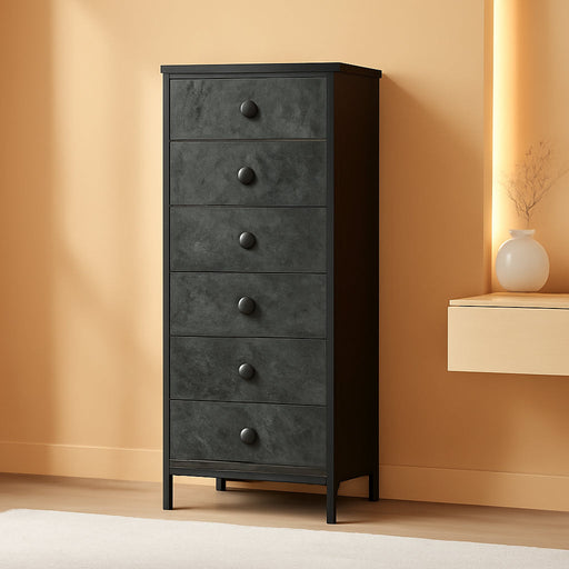 Vertical Dresser for Bedroom,Tall Storage Tower Unit and Chest with 6 Drawers,Vintage Green Nightstand Furniture with Fabric Drawer Organizer in Dorm, Living Room,Closet,Entryway,Hallyway