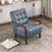 Blue Premium Genuine Leather Tufted Upholstered Chair