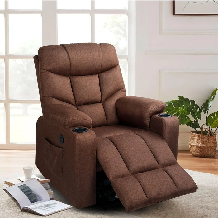 Large Power Lift Recliner for Elderly, Heavy Duty Electric Lift Chair with Heated Vibration Massage in Clay, Brown