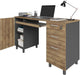 Modern Design Venice Computer Desk with Lockable Drawers, 53 Inch Home Office Desk with Storage Cabinet, Keyboard Tray & Cable Management, Modern Study Writing Desk for Small Spaces, Walnut and Black