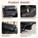 Power Recliner Sofa Set with Flip Middle Backrest, Living Room Furniture Sets, Leather 3 Seater Reclining Sofa Couch with Ambient Lighting, Cup Holders, Side Pocket for Living Room, Black