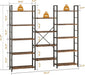 Triple Column 5 Tier Bookshelf, Industrial Large Bookcase Display Shelves, Large Etagere Bookshelf,Wide Book Shelf Book Case for Home & Office, Rustic Brown