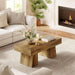 Farmhouse Coffee Table, 47 Inches Wooden Rectangular Accent Center Tables with Thick Base, Modern Low Cocktail Tea Furniture for Living Room (Rustic Brown)