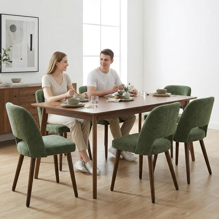 Wooden Dining Chairs Set of 4, Fabric Dining Room Chairs, Green