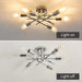 6-Lights Semi Flush Mount Ceiling Light Fixture Modern Chrome Matte Sputnik Chandelier Farmhouse Ceiling Lighting for Kitchen Bedroom Dining Room Living Room