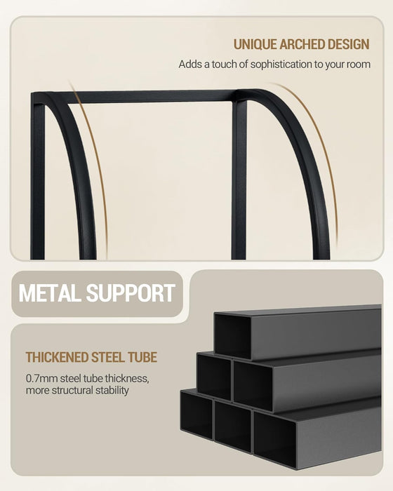 Narrow Bookshelf Five Tier Steel Frame WalnutFinish