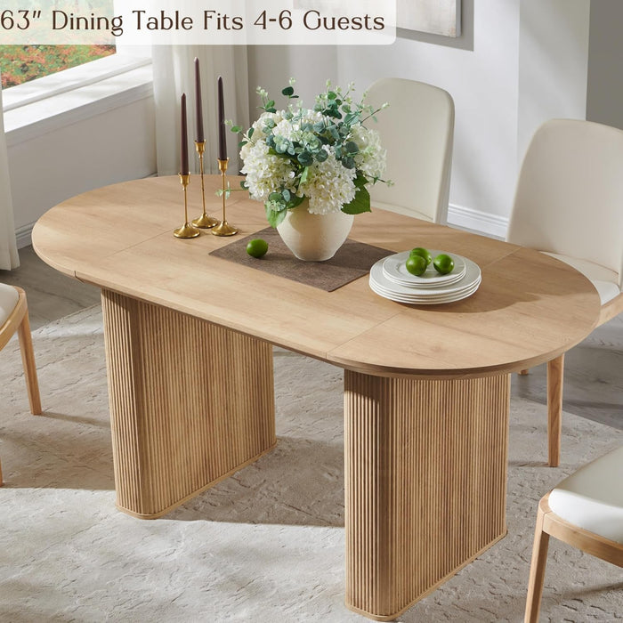 SixtyThreeInch Oval Dining Table Natural Oak Pedestal