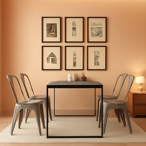 Metal Dining Chairs Set of 4, Gun Metal