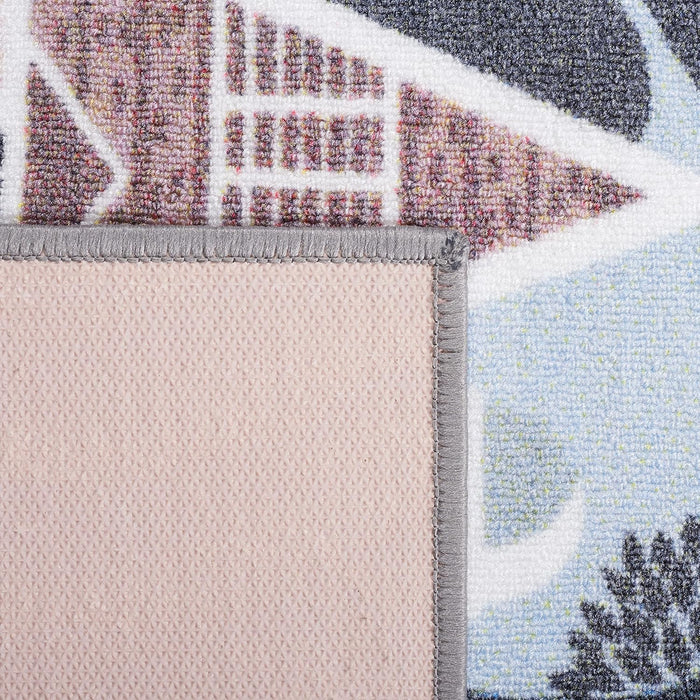 SevenFootNineInByTenFoot BlueGrayPlayroomRug Washable NonSlip SafeBacking