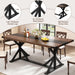 71 Inch Dining Table for 6 People, Rectangular Kitchen Farmhouse Table W/Thickness Waterproof Wood Tabletop,Long Dining Room Tables W/Wood Strip Base for Kitchen Living Room(Brown&Black)