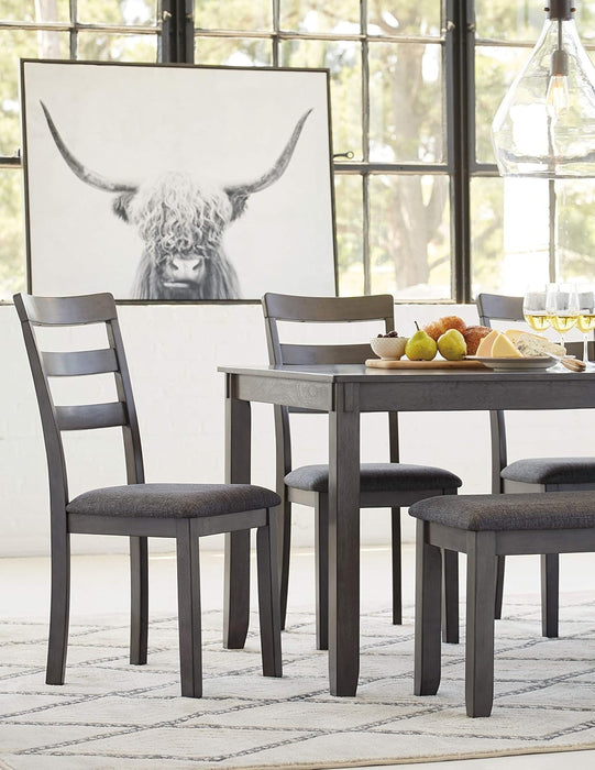 Bridson Modern 6 Piece Dining Set, Includes Dining Table, 4 Chairs & Bench, Gray