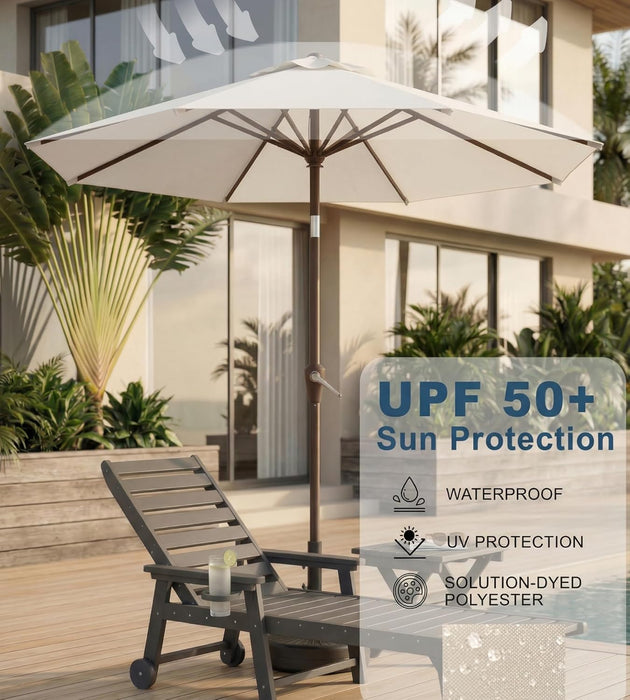10FT Patio Umbrella, Outdoor Umbrella with Push Button Tilt and Crank, 8 Sturdy Ribs, UV Protection & Waterproof Market Umbrella for Pool, Backyard, Beach,Deck