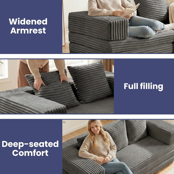 Gray FourInOne Convertible Compact Sofa Bed Pillow