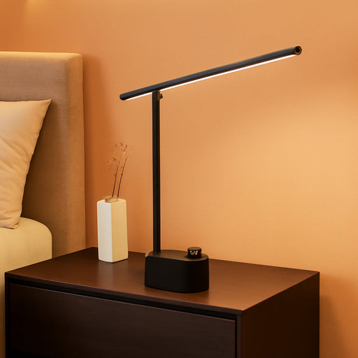 Upgraded LED Desk Lamp - H01 Pro Sunturalux™ Foldable Desk Light with USB A+C Charging Ports, 3 Color Modes Dimmable Table Lamp for Home Office Reading(Black)