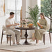 Upholstered Dining Chairs Set of 6 with Curved Back, Beige
