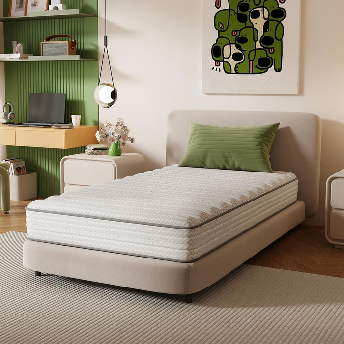Twin Mattress, 6 Inch Twin Size Mattresses in a Box with Smarts™ Coil for Pressure Relief, Medium Plush Foam and Spring Hybrid Colchones with Certipur-Us Certified