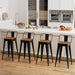 Bar Stools Set of 4 Metal Bar Stool Counter Height Bar Stools Black, Modern 24" Bar Chairs with Back and Wooden Seat Bar Stool Counter Height