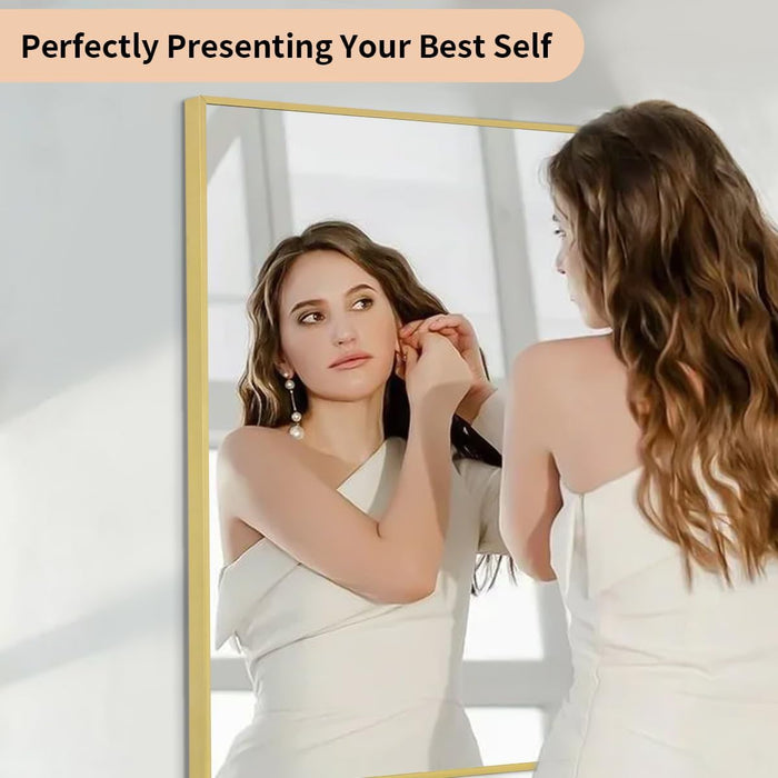 Gold Mirrors for Wall, 30X55 Inch Bathroom Mirror, Rectangular Wall Mirror for Living Room Bedroom Bathroom, Hangs Horizontally or Vertically