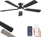 52 Inch Ceiling Fan with Light, App&Remote Control, Flush Mount Low Profile, Dimmable 20W LED Light, Quiet Reversible Motor for Bedroom, Living Room, Apartment, Black