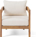312395 Alfy Outdoor Club Chair with Cushions (Set of 2), Teak Finish, Beige