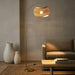 Wave Arc Floor Lamp - Chic Standing Lamp with Unique Hanging Wicker Pendant Shade for Living Room, Boho Rattan Natural Decor Lamp, Arcs over Sofa, Bedroom & Office Desk for Reading - Brass