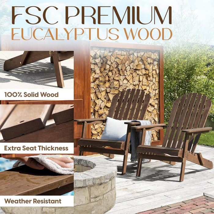 Outdoor Adirondack Chair Set of 2, Pre-Assembled Backrest, Patio Furniture Set, Outdoor Furniture for Garden, Porch, Deck, Firepit