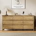 63" Wide 9 Drawer Wood Dresser for Bedroom with Legs, Natural Oak