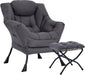 Oversized Dark Grey Ergonomic Armchair With Ottoman