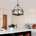 Vintage Chandelier for Entryway, 4 Lights Farmhouse Dining Room Light Fixture, Modern Rustic Black Chandeliers, Industrial Metal Drum Light Fixtures for Kitchen Island Foyer Living Room