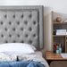 Tavira Allure® College Dorm Headboard - Tufted Rivet - Linen Gray