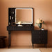 Large Vanity Desk with 3 Color Touch Screen Dimming Mirror, Vanity Desk with Charging Station, Modern Retractable Makeup Dressing Table, Makeup Table with Storage Shelves and 5 Sliding Drawers, Black