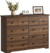 Modern 10 Drawer Dresser, 55.1" Wide Dressers & Chests of Drawers with Large Capacity Storage, Wood Mid Century Storage Dressers Organizer for Bedroom, Entryway, Brown