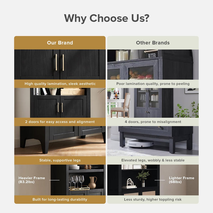 65.4Inch Arched Walnut Storage Bookcase With Doors