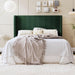 Queen Size Corduroy Upholstered Platform Bed Frame with Vertical Channel Tufted Wingback Headboard, 8" under Bed Storage, Wooden Slats & Metal Frame Support, Easy Assembly, Dark Green