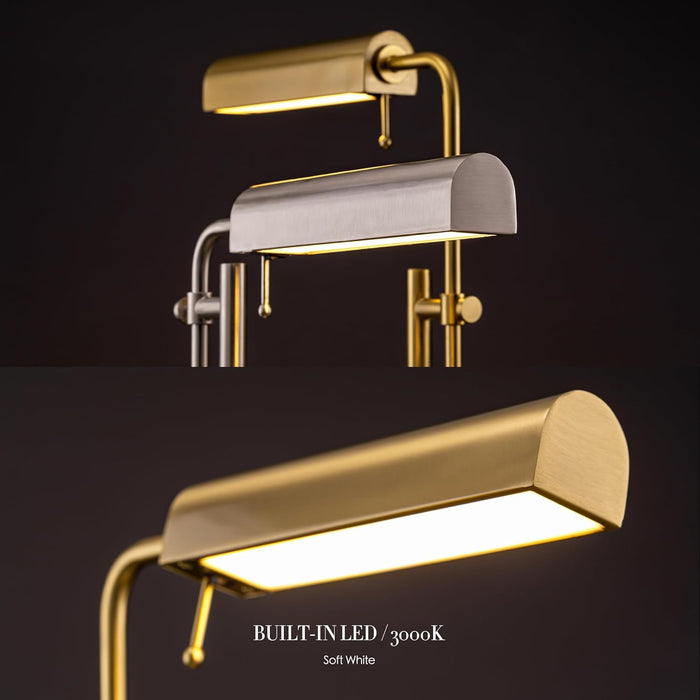 Aurora LED Pharmacy Desk Lamp - Swing Arm, Industrial Design for Reading, Crafting, Work,10W LED, Adjustable Height 18.5-24.5 Inches - Ideal for Living Room, Bedside, Office, Antique Brass