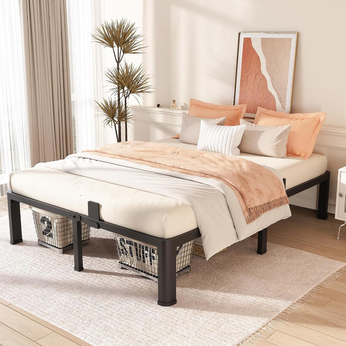 14 Inch King Metal Bed Frame with Rounded Corner,Mattress Retainer